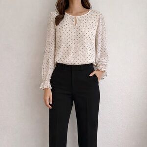 Talbots Cream Polka Dot Blouse